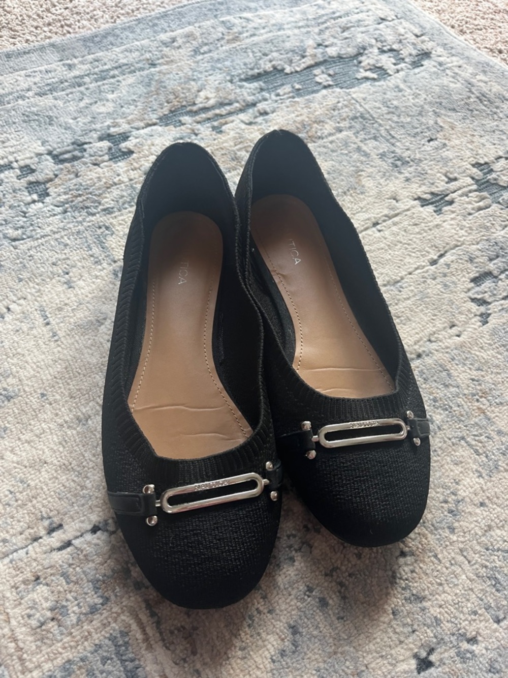 Nautica Black Knit Flats with Silver Accent